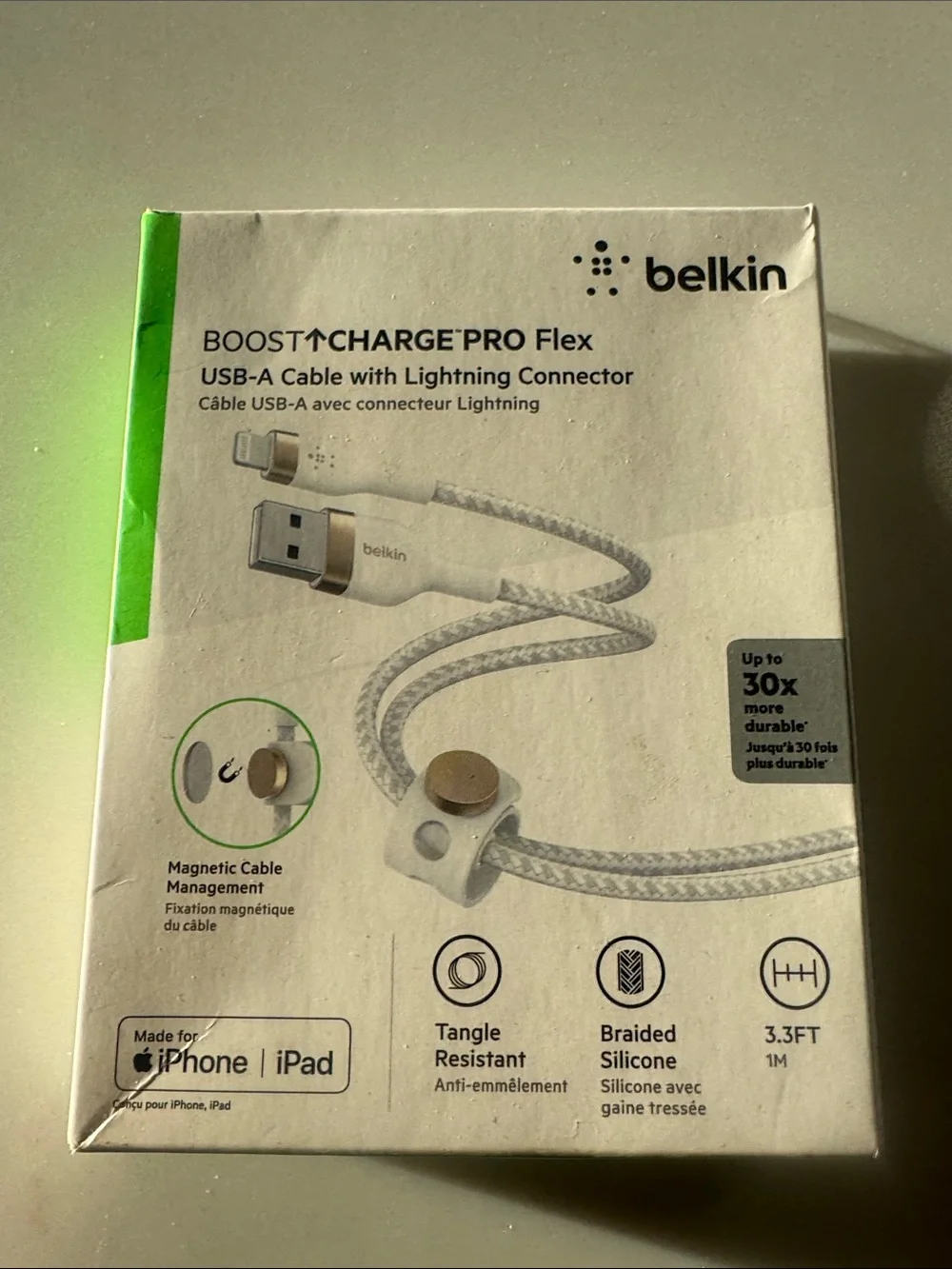 Brand new- belkin White and Gold Braided Lightning to USB Cable